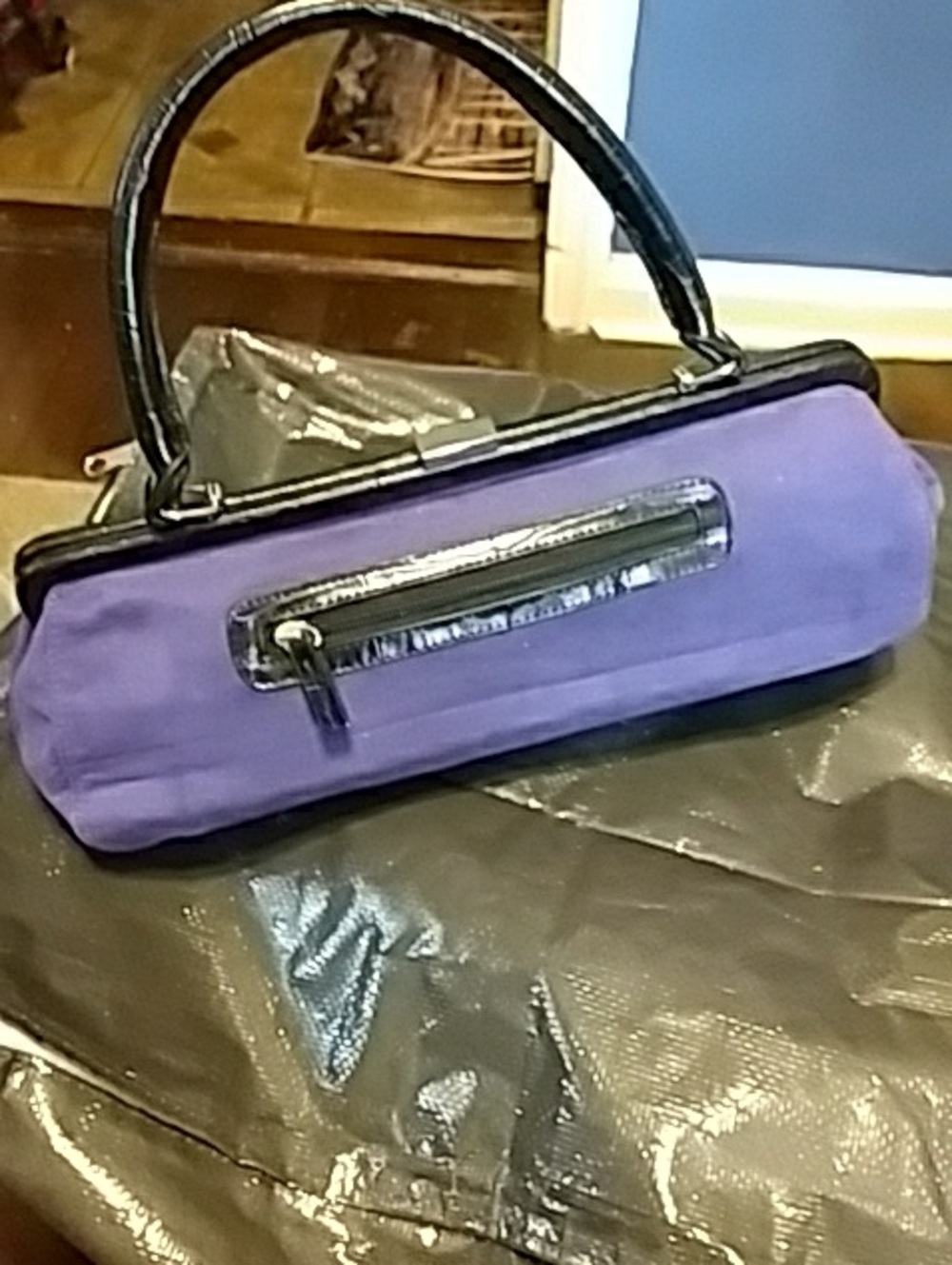 EGO Purple Mini Shoulder Bag with Black Trim
